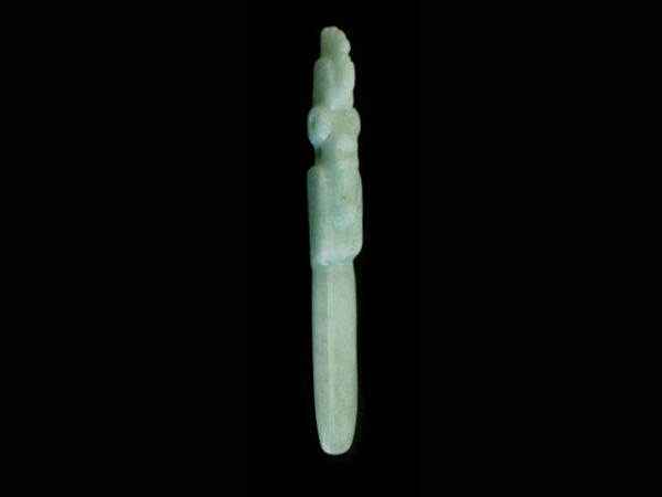 elongated avian-form authentic central amican jade amulet costa rica