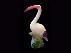 carved balsa wood white ibis
